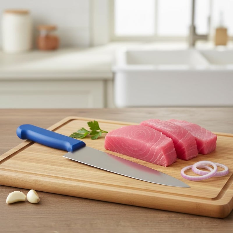 Kitchen Master 10 Inch Stainless Steel Professional Chef Knife (Blue) | NSF Certified for Fish/Seafood Prep - Image 4